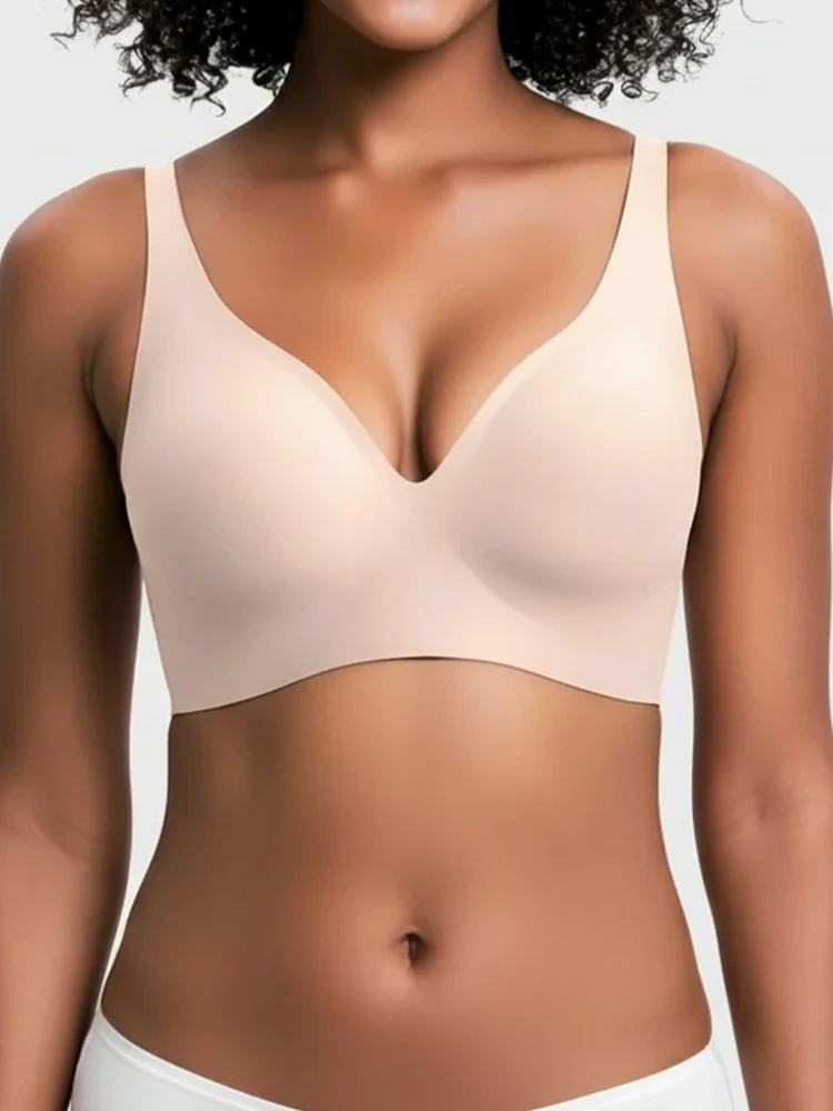 Ryzon wireless seamless push-up bra with a deep V-neck