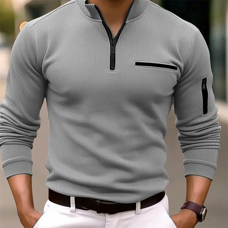 Men's long-sleeve shirt with zipper - modern, masculine & stylish