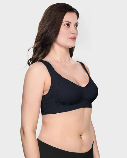 Women's Ribbed Push Up Adjustable Wireless Bra