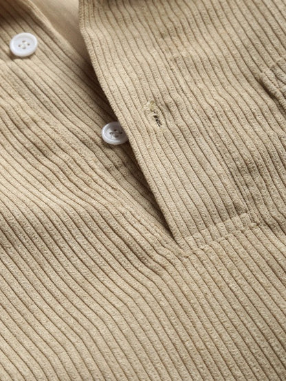 Men's Half-Button Corduroy Long-Sleeve Shirt