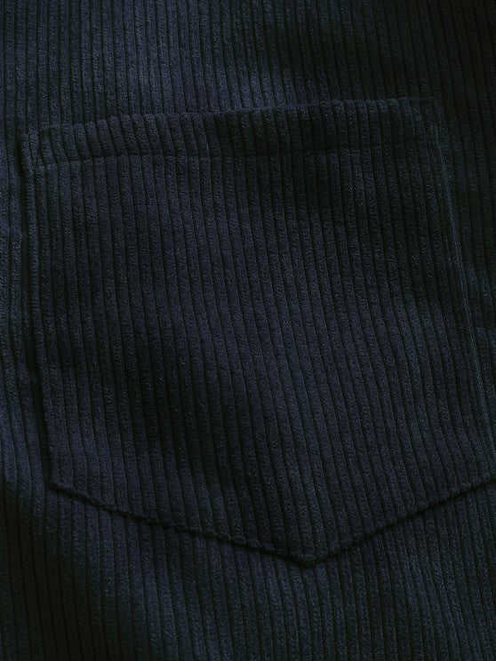 Men's Half-Button Corduroy Long-Sleeve Shirt