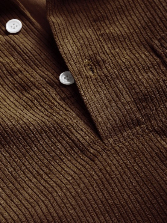Men's Half-Button Corduroy Long-Sleeve Shirt
