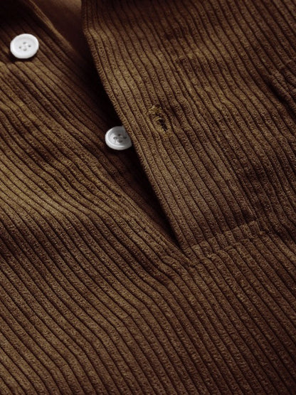 Men's Half-Button Corduroy Long-Sleeve Shirt