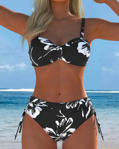 Two-Piece Halter Bikini in a Trendy Printed Pattern