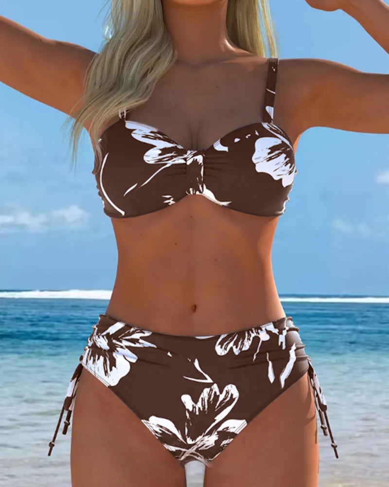 Two-Piece Halter Bikini in a Trendy Printed Pattern