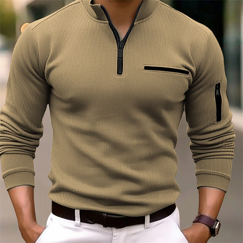 Men's long-sleeve shirt with zipper - modern, masculine & stylish