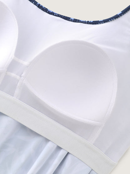 Tropical Flower Print Pockets One-Piece Swimsuit