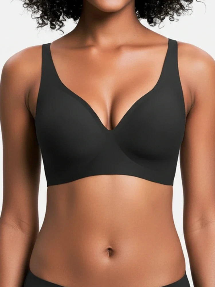 Ryzon wireless seamless push-up bra with a deep V-neck