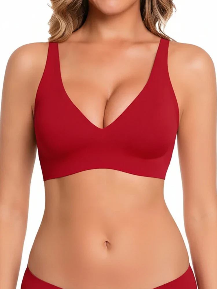 Ryzon wireless seamless push-up bra with a deep V-neck