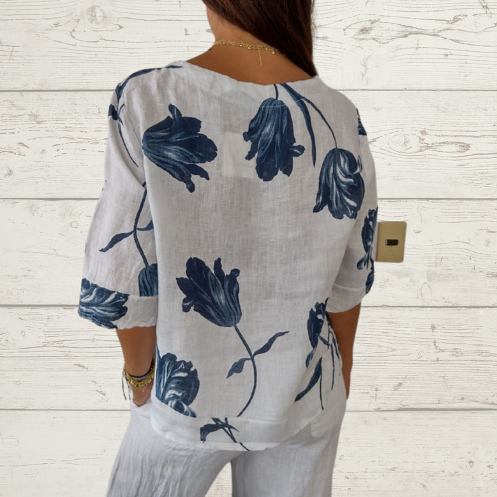 Printed tunic with a V-neck