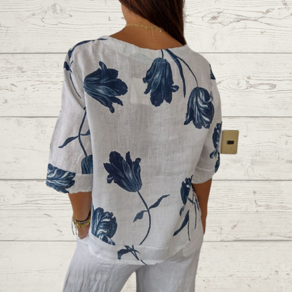 Printed tunic with a V-neck