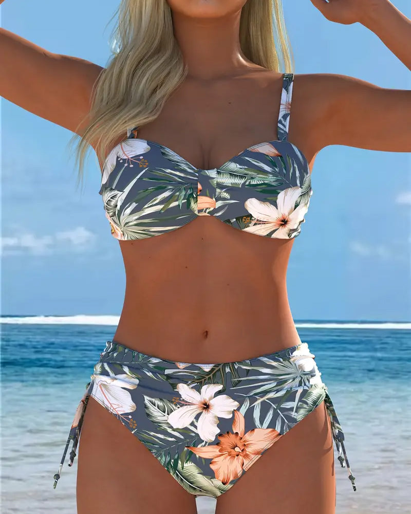 Trendy two-piece bikini with a captivating printed pattern
