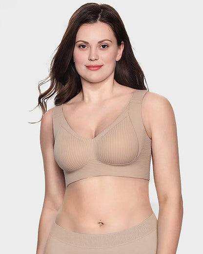Women's Ribbed Push Up Adjustable Wireless Bra