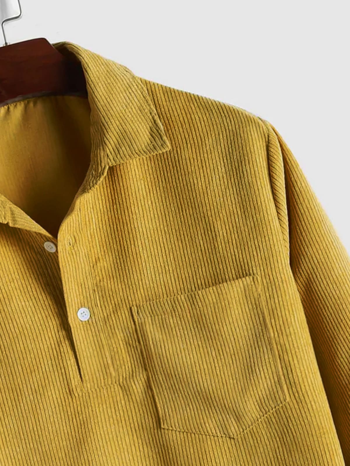 Men's Half-Button Corduroy Long-Sleeve Shirt