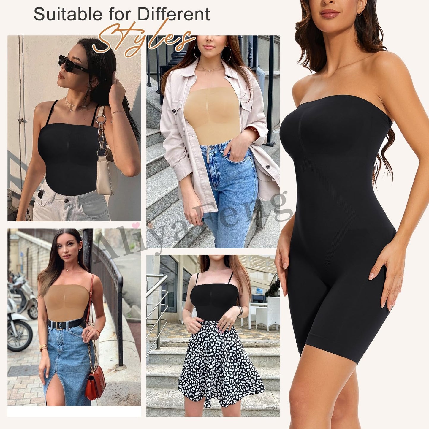 Strapless Seamless Tummy Control One-piece Body Shapewear