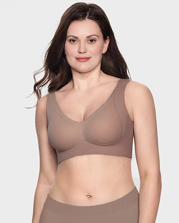 Women's Ribbed Push Up Adjustable Wireless Bra