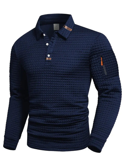 NordicWeave™ Men's Long-Sleeve Polo – Warm, Stylish & Comfortable