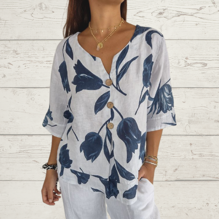 Printed tunic with a V-neck