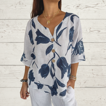 Printed tunic with a V-neck