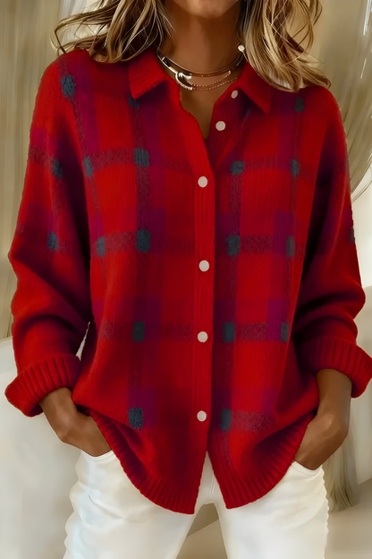 Anna™ | Soft Knit Plaid Cardigan