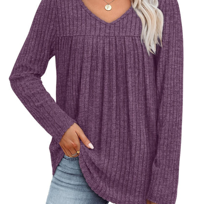 Helle™ | Lightweight knit blouse with V-neck