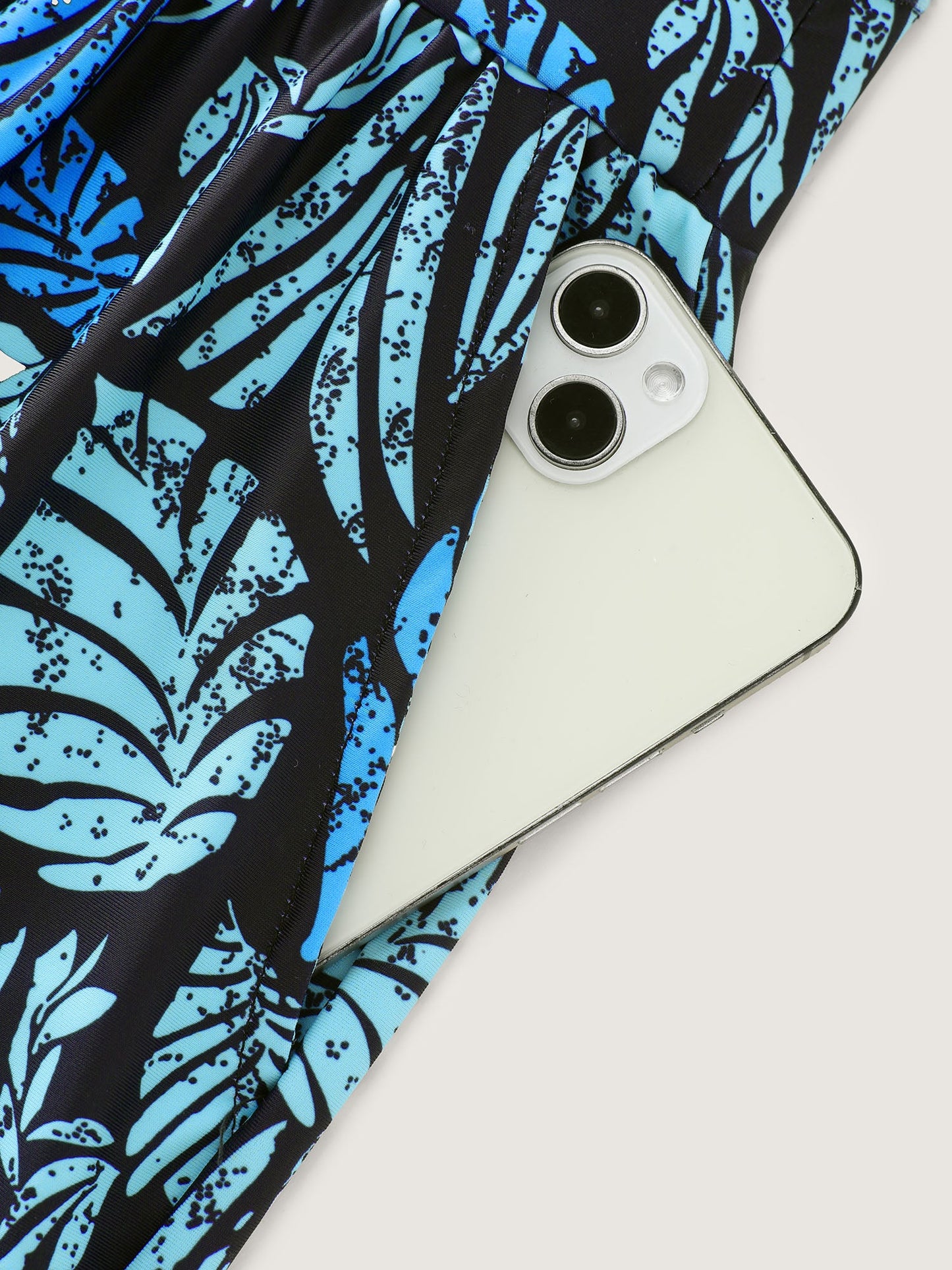 Tropical Flower Print Pockets One-Piece Swimsuit