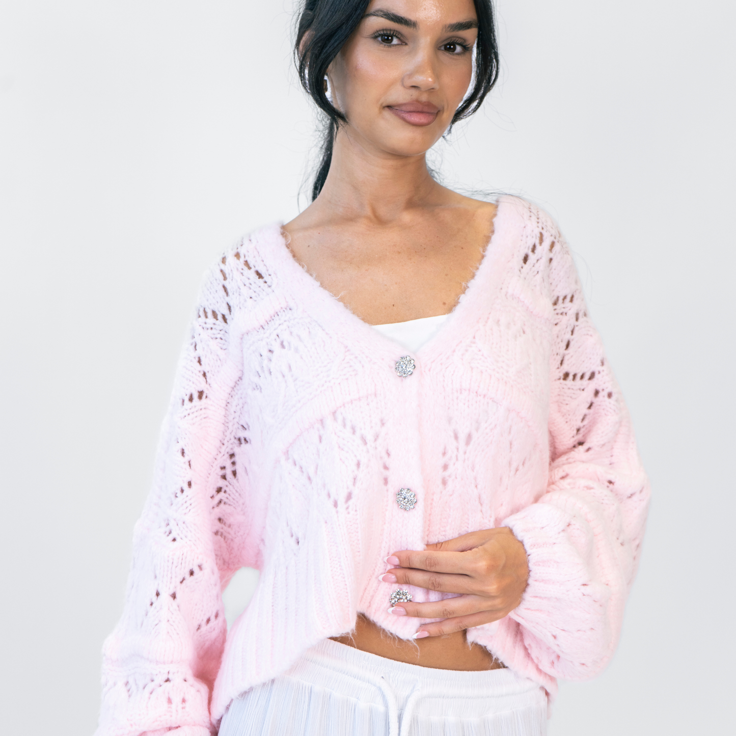 Crystal Blush Oversize Cardigan