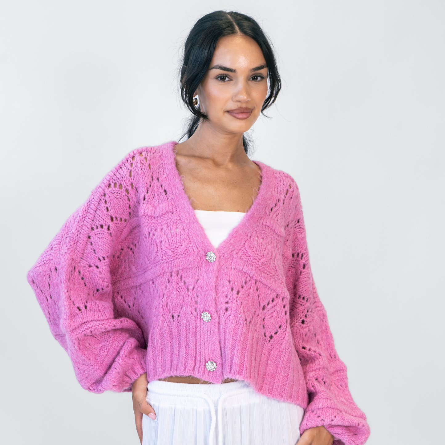 Crystal Blush Oversize Cardigan