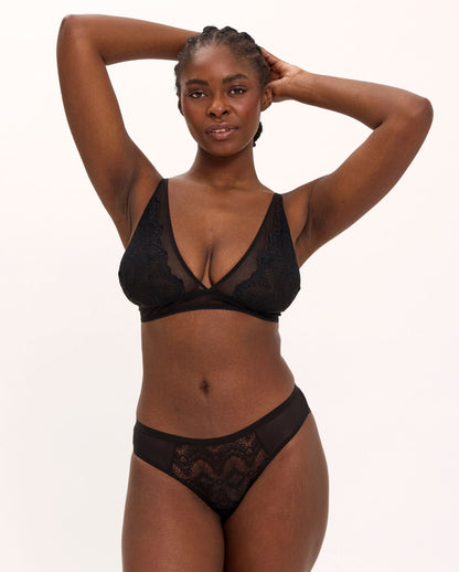 Lace Plunge Bralette Black