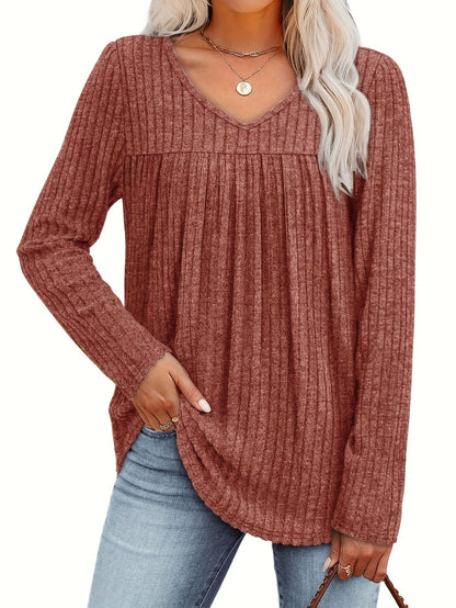 Helle™ | Lightweight knit blouse with V-neck