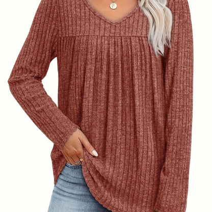 Helle™ | Lightweight knit blouse with V-neck