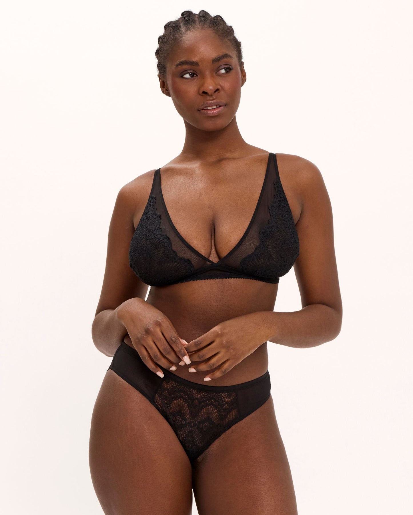 Lace Plunge Bralette Black