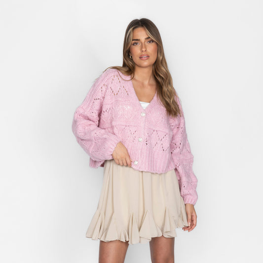Crystal Blush Oversize Cardigan