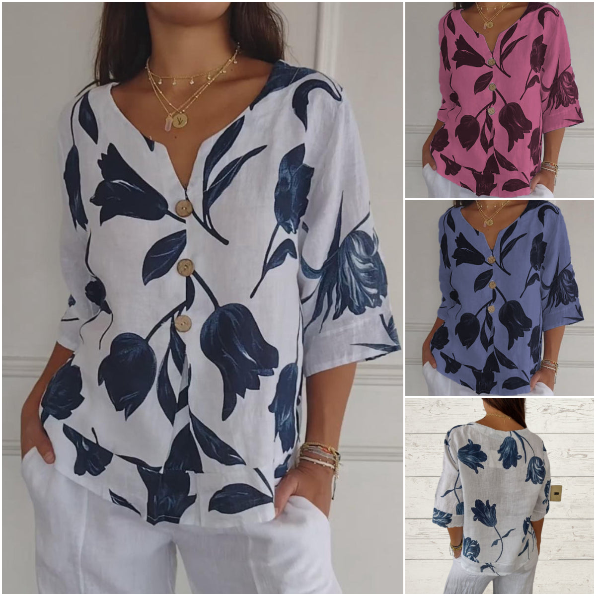 Printed tunic with a V-neck