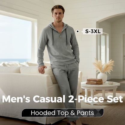 Men's Hooded Casual Loose-Fit Top and Pants 2-Piece Set
