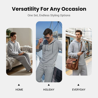Men's Hooded Casual Loose-Fit Top and Pants 2-Piece Set