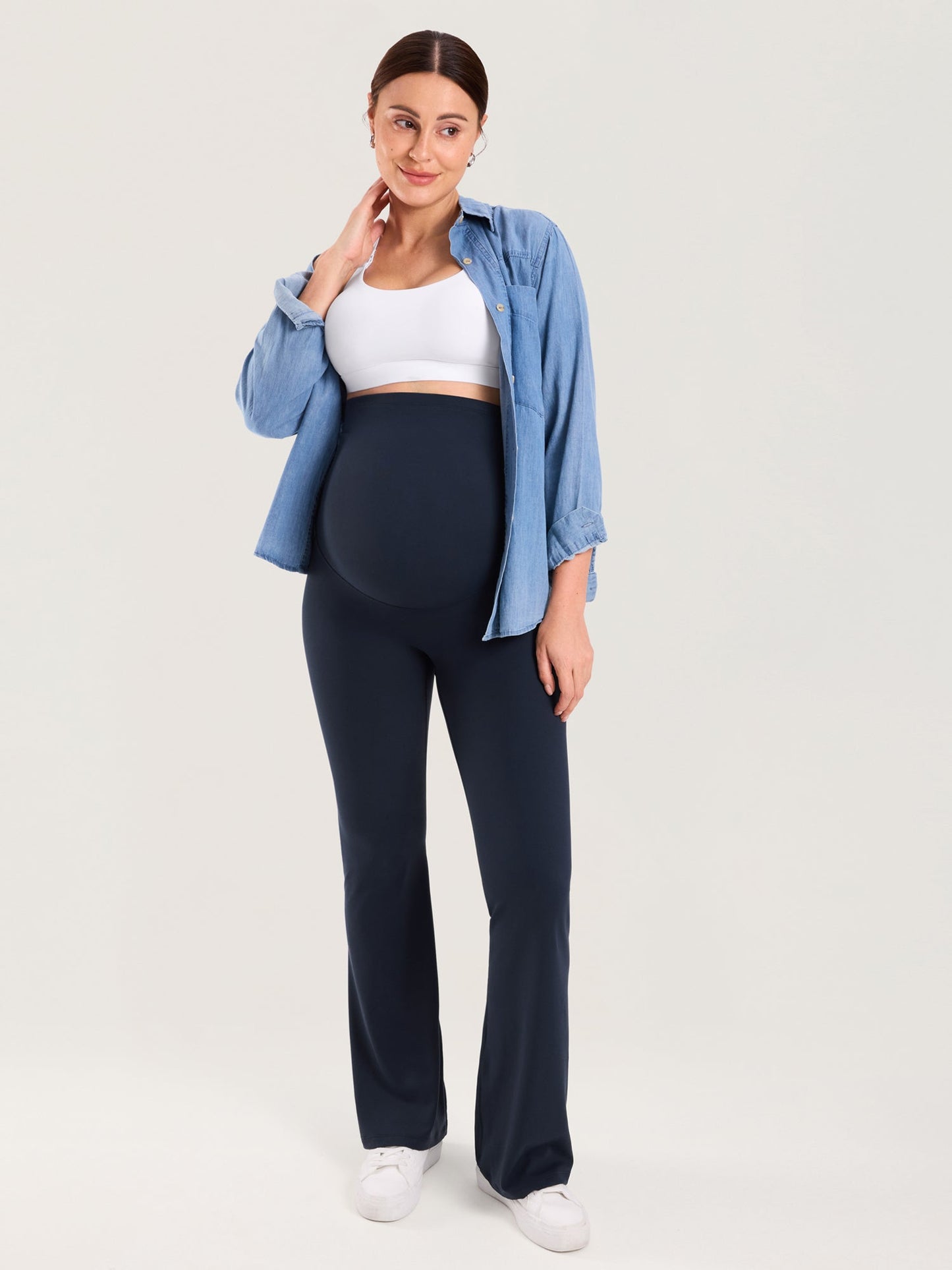 AuraFit No Front Seam Maternity Flare Leggings 31.5 inches