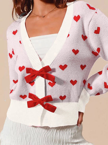 Valentine's Day Cat Bow Tie Cardigan