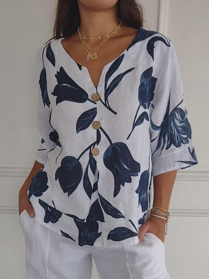 Printed tunic with a V-neck