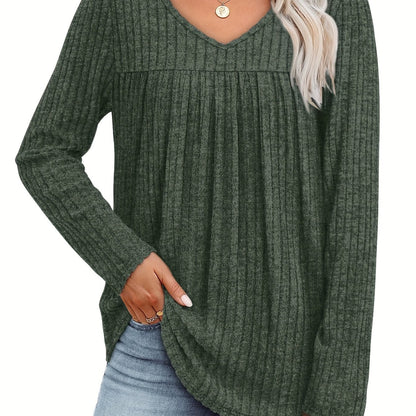 Helle™ | Lightweight knit blouse with V-neck