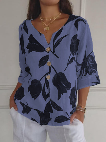 Printed tunic with a V-neck