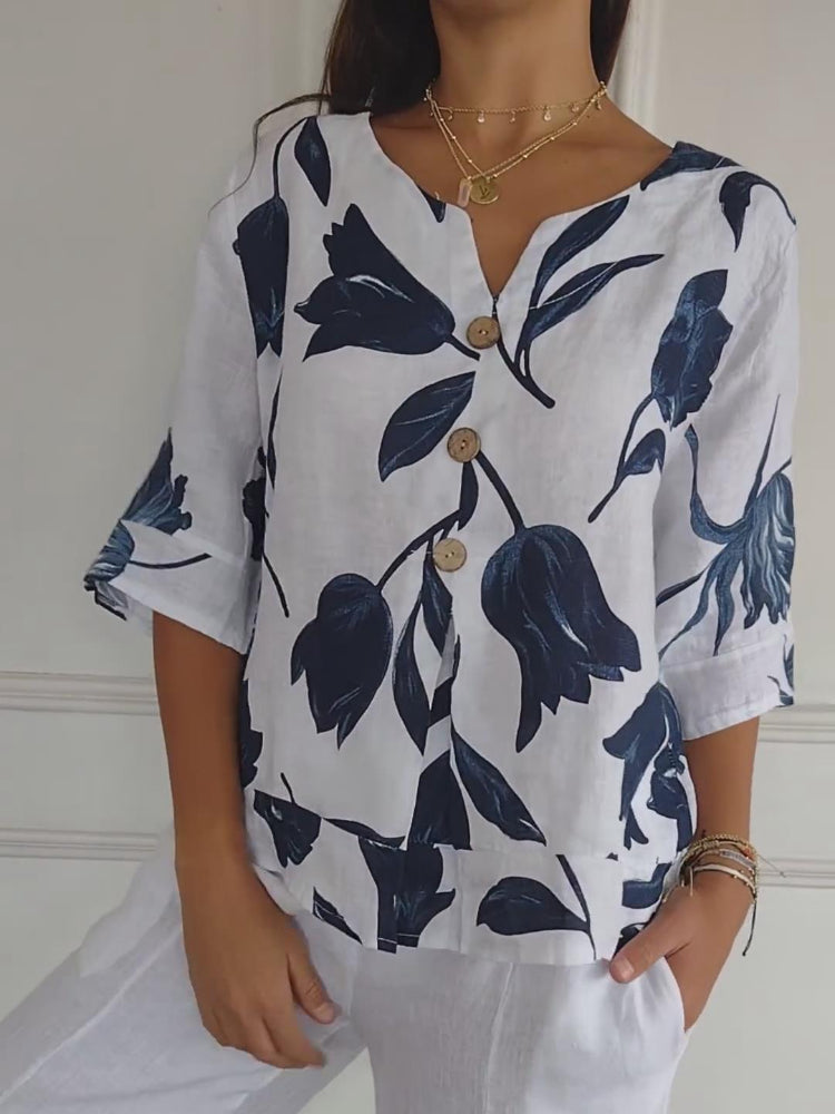Printed tunic with a V-neck