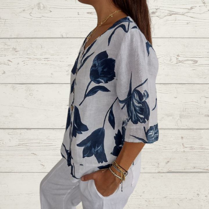 Printed tunic with a V-neck