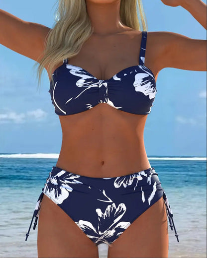 Two-Piece Halter Bikini in a Trendy Printed Pattern