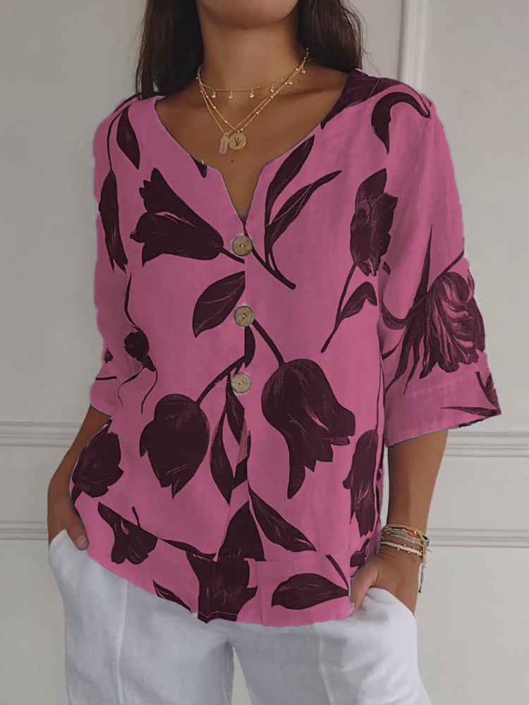 Printed tunic with a V-neck