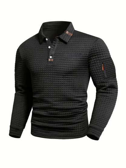 NordicWeave™ Men's Long-Sleeve Polo – Warm, Stylish & Comfortable