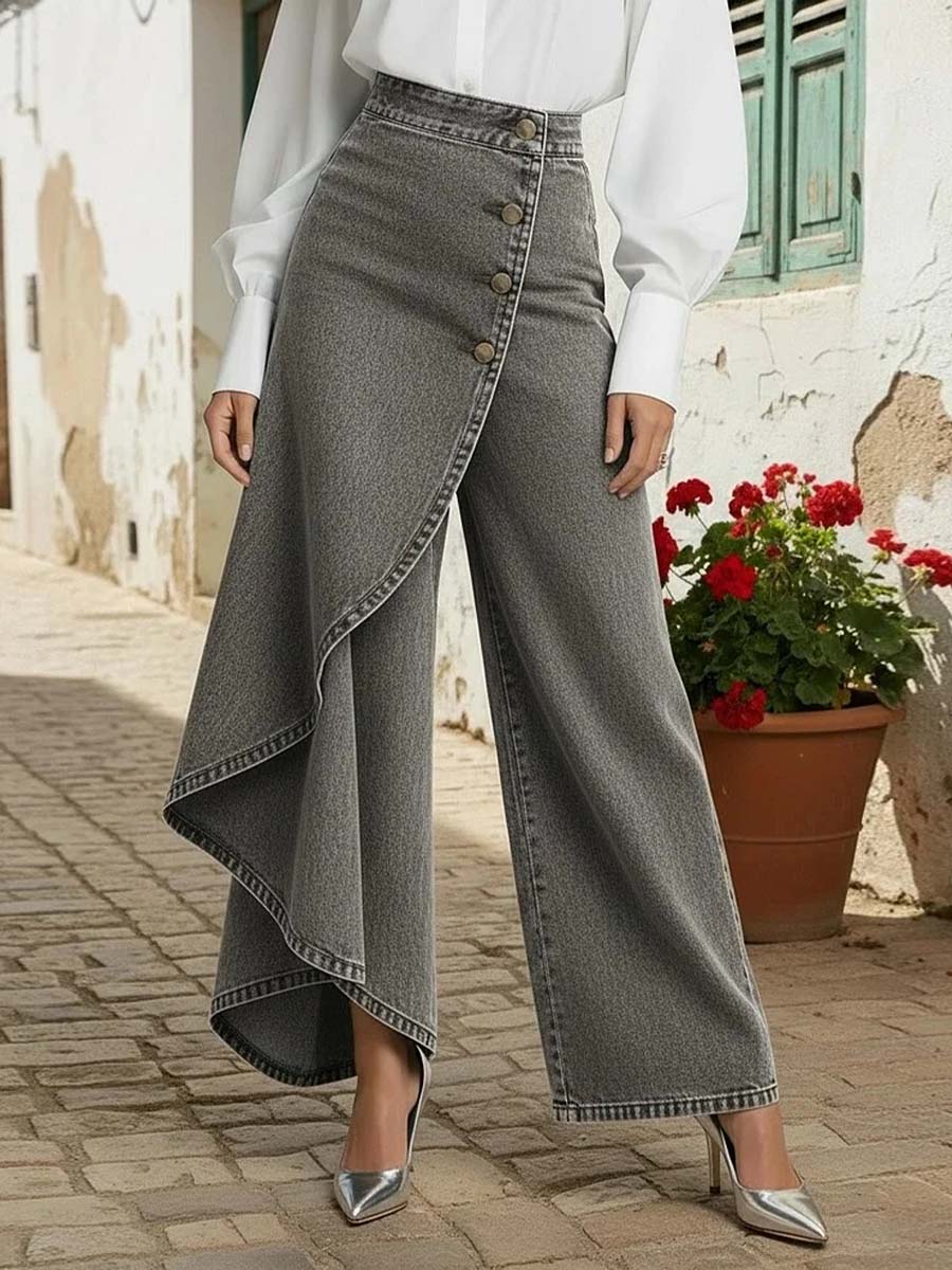 High-waisted Relaxed Fit Wide-leg Jeans