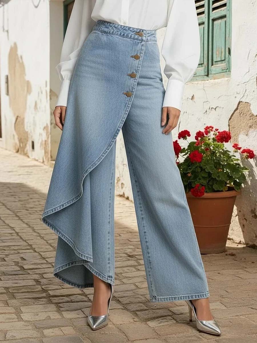 High-waisted Relaxed Fit Wide-leg Jeans