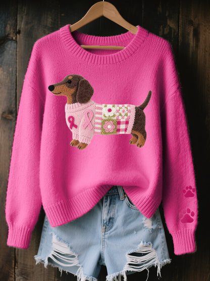 Naomi – Wool sweater with a felted dachshund pattern