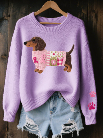 Naomi – Wool sweater with a felted dachshund pattern